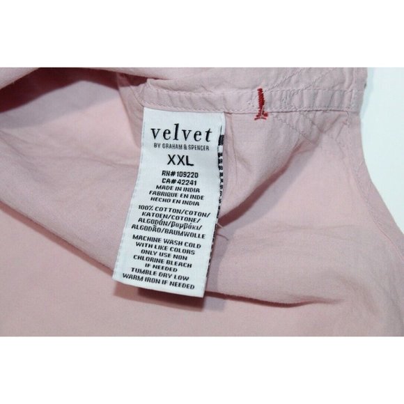 NWT Velvet Graham & Spencer Long Sleeve Collarless Button Up Pink Mens Shirt 2XL - Picture 7 of 7
